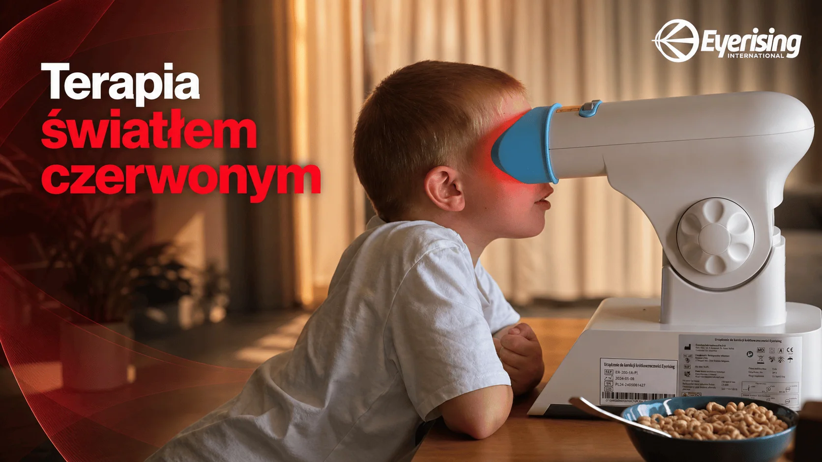 Eyerising — urządzenie dla dzieci podczas terapii światłem czerwonym
